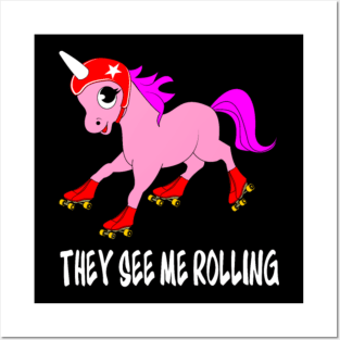 unicorn roller skate roller skating inliner gift Posters and Art